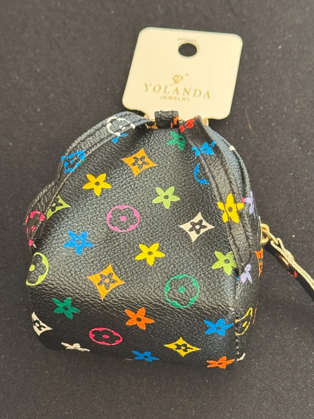 NWT Yolanda Mini Backpack Keychain Bag charm Coin Purse Wallet Black Multi-Color